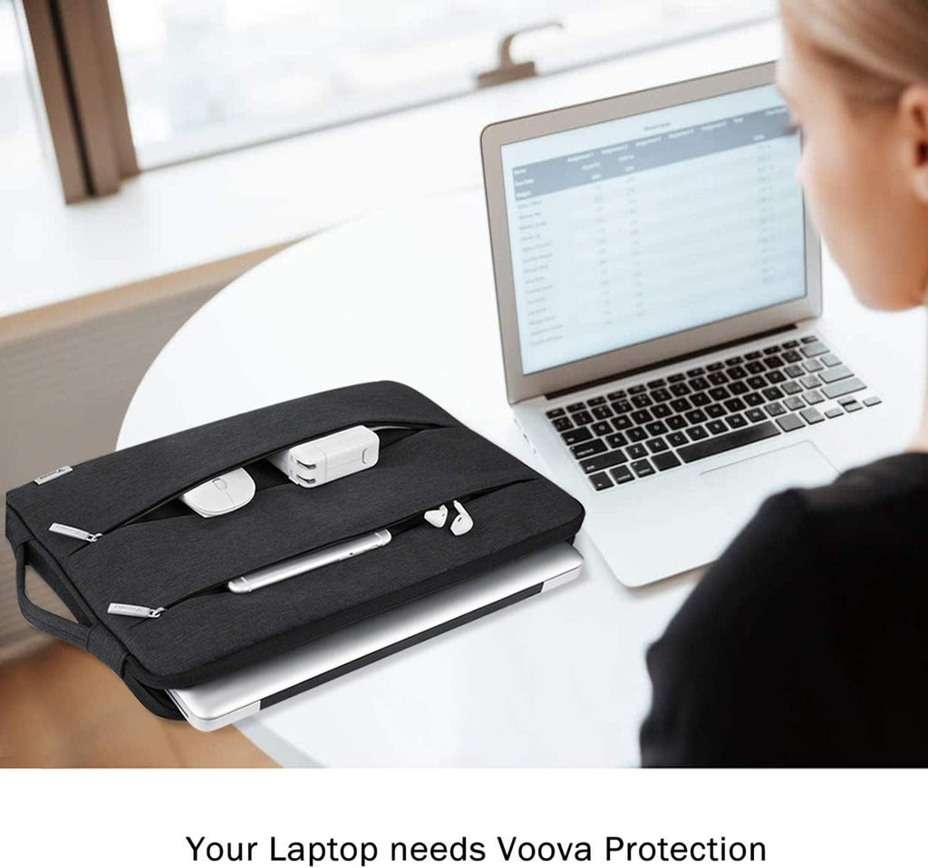 13 13.6 Inch Laptop Sleeve Case Compatible with Macbook Air 13 M1/M2/M3/M4 2020-2025, Macbook Pro 13/14, Ipad Air/Pro 13, Waterproof Slim Computer Bag Cover with Handle, Black