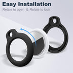 1|2|4 Pack for Airtag Holder Case with Keychain, Shockproof GPS Cover Anti-Scratch Key Chain for Air Tags, for Airtag Accessories for GPS Item Tracker Cases for Bags, Luggages, Black