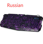 J10 Tricolor Backlight Wired Gaming Keyboard Set Colorful Luminous Gaming Mouse Keyboard Russian Keyboard