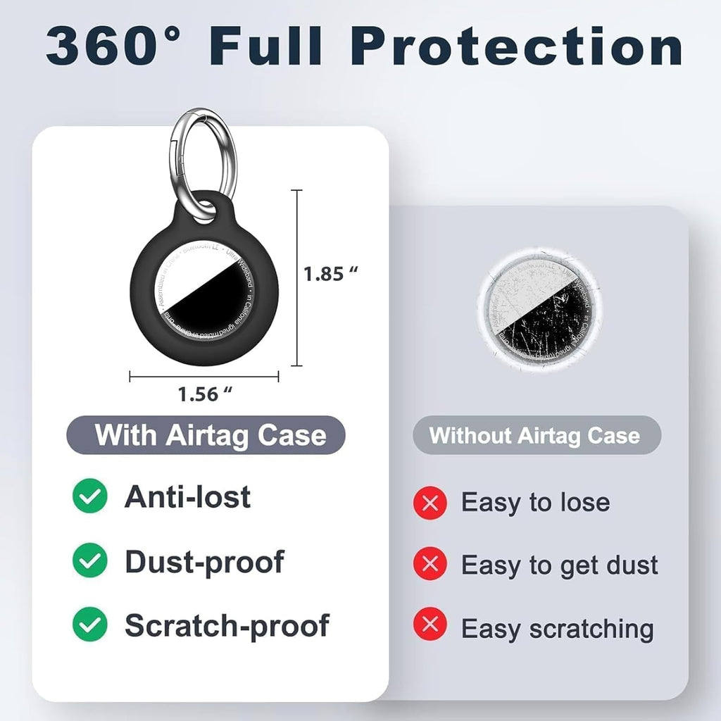 1|2|4 Pack for Airtag Holder Case with Keychain, Shockproof GPS Cover Anti-Scratch Key Chain for Air Tags, for Airtag Accessories for GPS Item Tracker Cases for Bags, Luggages, Black